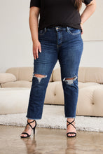 Load image into Gallery viewer, RFM Crop Dylan Tummy Control Distressed High Waist Raw Hem Jeans