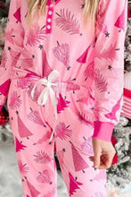 Load image into Gallery viewer, Printed V-Neck Long Sleeve Top and Pants Lounge Set