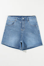 Load image into Gallery viewer, Rhinestone High Waist Denim Shorts