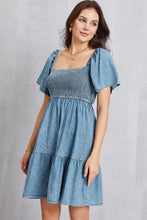 Load image into Gallery viewer, Smocked Denim Dress