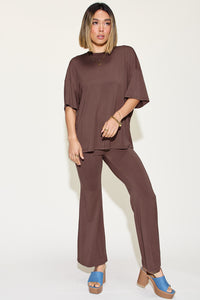 Bamboo T-Shirt and Flare Pants Set (4 Colors)