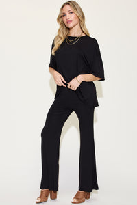 Bamboo T-Shirt and Flare Pants Set (4 Colors)