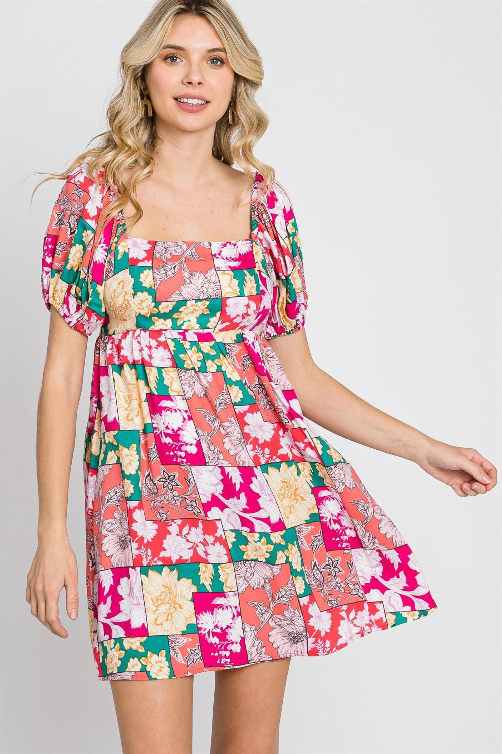 Floral Ruffle Sleeve Mini Dress