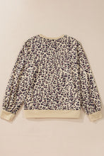 Load image into Gallery viewer, Slit Leopard Round Neck Long Sleeve Sweatshirt