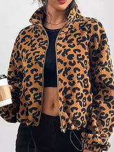 Load image into Gallery viewer, Leopard Zip Up Long Sleeve Jacket