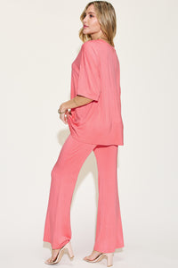 Bamboo T-Shirt and Flare Pants Set (4 Colors)