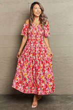 Load image into Gallery viewer, Floral Off-Shoulder Frill Trim Maxi Dress