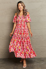 Load image into Gallery viewer, Floral Off-Shoulder Frill Trim Maxi Dress