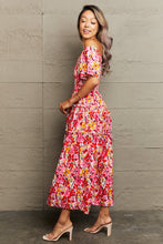 Load image into Gallery viewer, Floral Off-Shoulder Frill Trim Maxi Dress