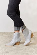 Load image into Gallery viewer, Silver Rhinestone Ankle Cowboy Boots