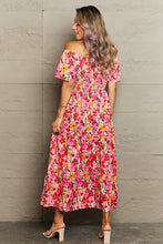 Load image into Gallery viewer, Floral Off-Shoulder Frill Trim Maxi Dress